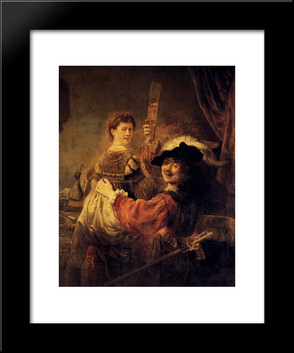 Self-Portrait With Saskia 20x24 Black Modern Wood Framed Art Print Poster by Rembrandt