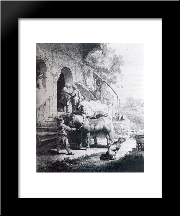 The Good Samaritan 20x24 Black Modern Wood Framed Art Print Poster by Rembrandt