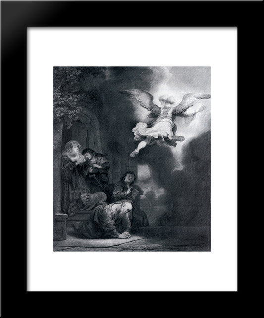 The Angel Leaving Tobias And His Family 20x24 Black Modern Wood Framed Art Print Poster by Rembrandt