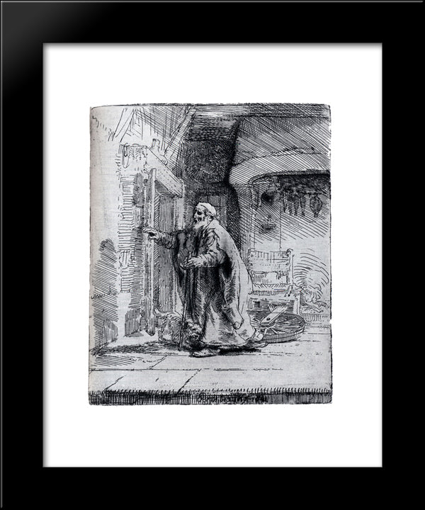 Tobit Going To Greet Tobias 20x24 Black Modern Wood Framed Art Print Poster by Rembrandt