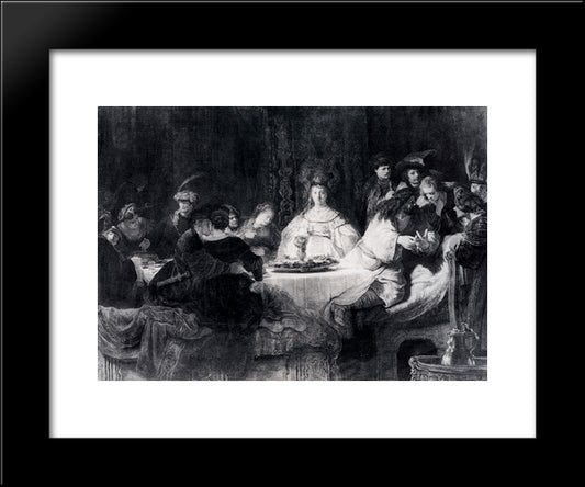 Samson Posing The Riddle At His Wedding Feast 20x24 Black Modern Wood Framed Art Print Poster by Rembrandt