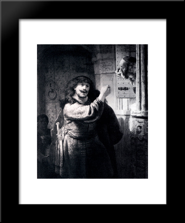 Samson Threatening His Father-In-Law 20x24 Black Modern Wood Framed Art Print Poster by Rembrandt