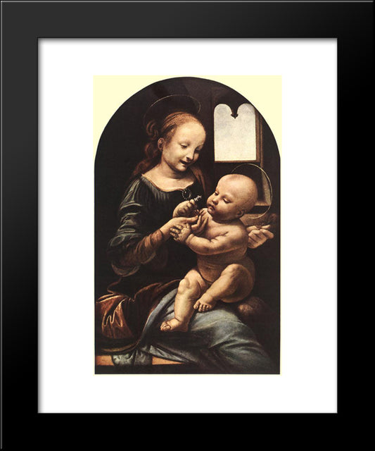 Madonna With Flower 20x24 Black Modern Wood Framed Art Print Poster by da Vinci, Leonardo