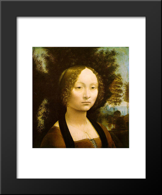 Portrait Of Ginevra Benci 20x24 Black Modern Wood Framed Art Print Poster by da Vinci, Leonardo
