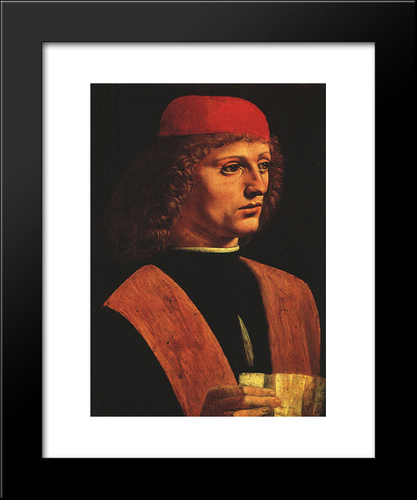 Portrait Of A Musician 20x24 Black Modern Wood Framed Art Print Poster by da Vinci, Leonardo