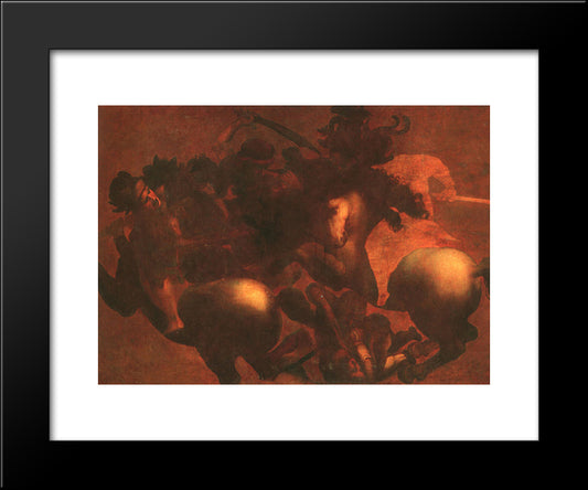 The Battle Of Angihiari 20x24 Black Modern Wood Framed Art Print Poster by da Vinci, Leonardo