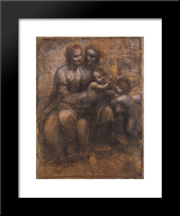 Madonna And Child With St Anne And The Young St John 20x24 Black Modern Wood Framed Art Print Poster by da Vinci, Leonardo
