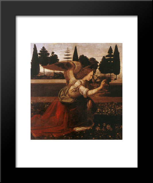 Annunciation [Detail: 1] 20x24 Black Modern Wood Framed Art Print Poster by da Vinci, Leonardo