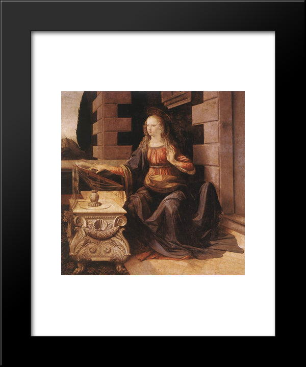 Annunciation [Detail: 2] 20x24 Black Modern Wood Framed Art Print Poster by da Vinci, Leonardo