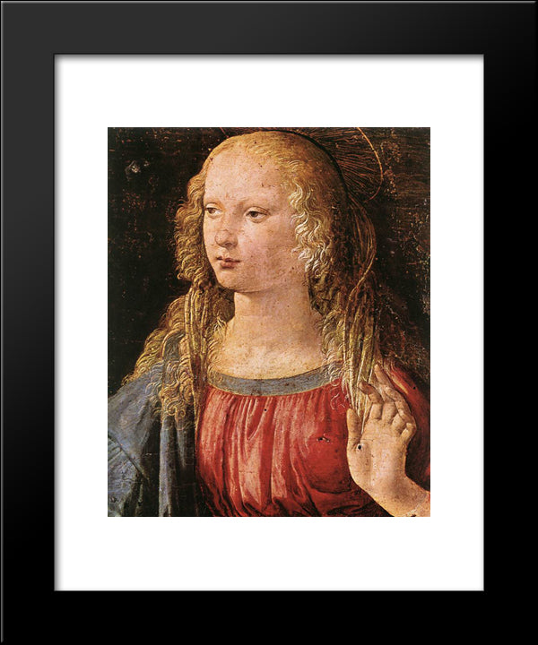 Annunciation [Detail: 3] 20x24 Black Modern Wood Framed Art Print Poster by da Vinci, Leonardo