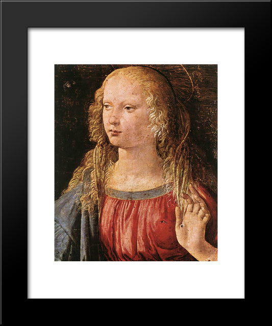 Annunciation [Detail: 3] 20x24 Black Modern Wood Framed Art Print Poster by da Vinci, Leonardo