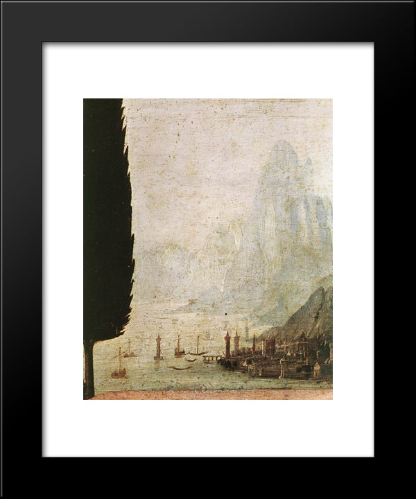 Annunciation [Detail: 4] 20x24 Black Modern Wood Framed Art Print Poster by da Vinci, Leonardo