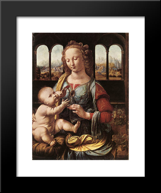 The Madonna Of The Carnation 20x24 Black Modern Wood Framed Art Print Poster by da Vinci, Leonardo