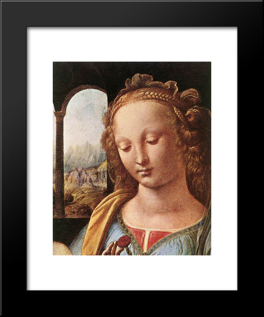 The Madonna Of The Carnation [Detail: 1] 20x24 Black Modern Wood Framed Art Print Poster by da Vinci, Leonardo