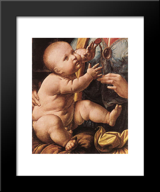 The Madonna Of The Carnation [Detail: 2] 20x24 Black Modern Wood Framed Art Print Poster by da Vinci, Leonardo