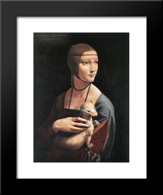 Portrait Of Cecilia Gallerani 20x24 Black Modern Wood Framed Art Print Poster by da Vinci, Leonardo