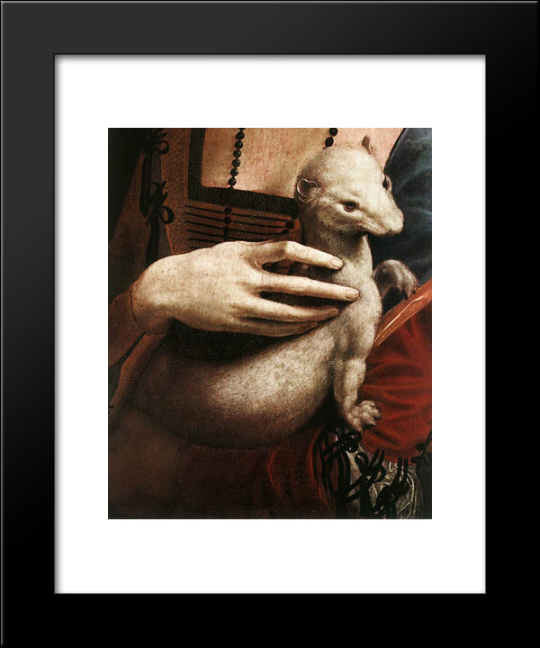 Portrait Of Cecilia Gallerani [Detail: 1] 20x24 Black Modern Wood Framed Art Print Poster by da Vinci, Leonardo