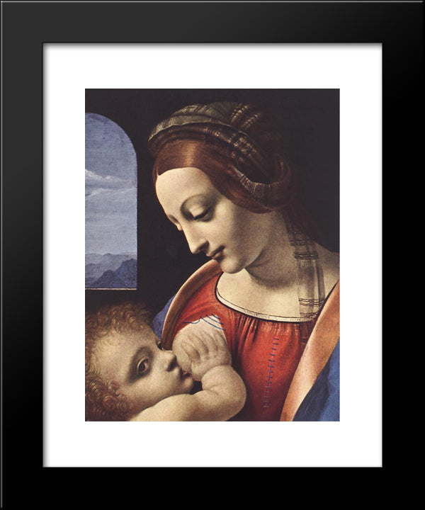 Madonna Litta [Detail: 1] 20x24 Black Modern Wood Framed Art Print Poster by da Vinci, Leonardo