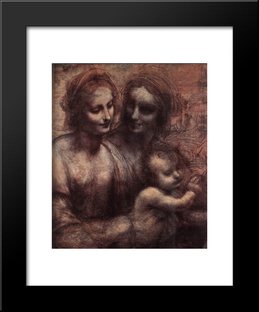 Madonna And Child With St Anne And The Young St John [Detail: 1] 20x24 Black Modern Wood Framed Art Print Poster by da Vinci, Leonardo