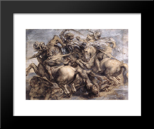 The Battle Of Anghiari 20x24 Black Modern Wood Framed Art Print Poster by da Vinci, Leonardo