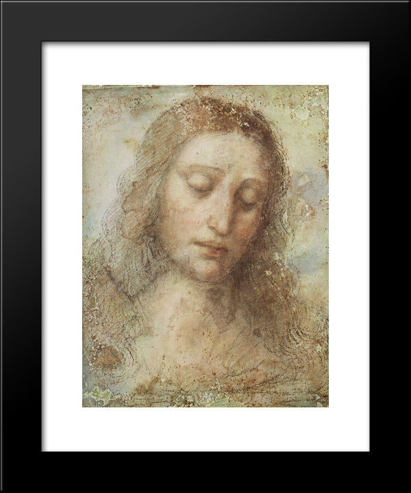 Head Of Christ 20x24 Black Modern Wood Framed Art Print Poster by da Vinci, Leonardo