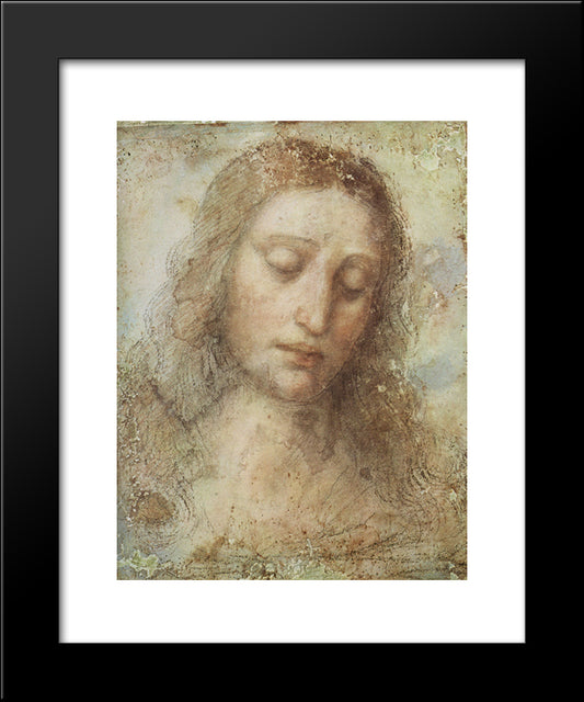 Head Of Christ 20x24 Black Modern Wood Framed Art Print Poster by da Vinci, Leonardo