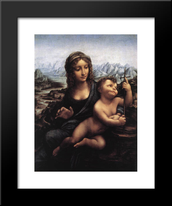 Madonna With The Yarnwinder 20x24 Black Modern Wood Framed Art Print Poster by da Vinci, Leonardo