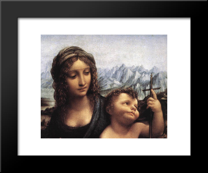 Madonna With The Yarnwinder [Detail: 1] 20x24 Black Modern Wood Framed Art Print Poster by da Vinci, Leonardo