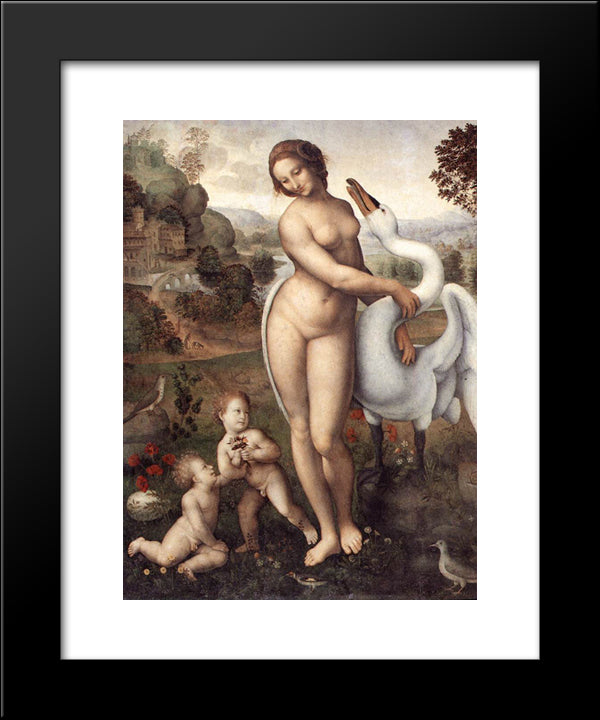 Leda 20x24 Black Modern Wood Framed Art Print Poster by da Vinci, Leonardo