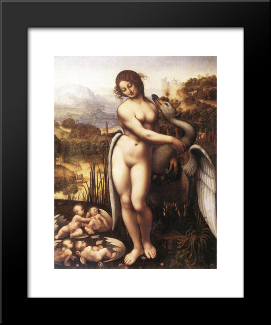 Leda And The Swan 20x24 Black Modern Wood Framed Art Print Poster by da Vinci, Leonardo
