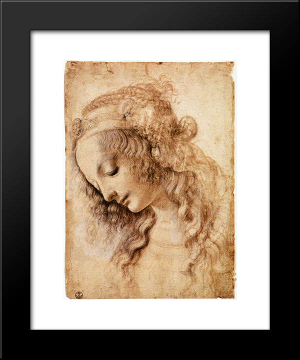Woman'S Head 20x24 Black Modern Wood Framed Art Print Poster by da Vinci, Leonardo