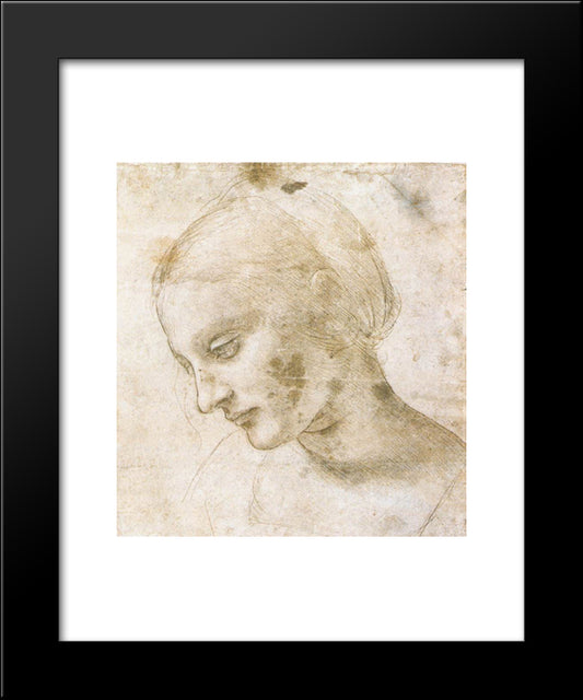 Study Of A Woman'S Head 20x24 Black Modern Wood Framed Art Print Poster by da Vinci, Leonardo