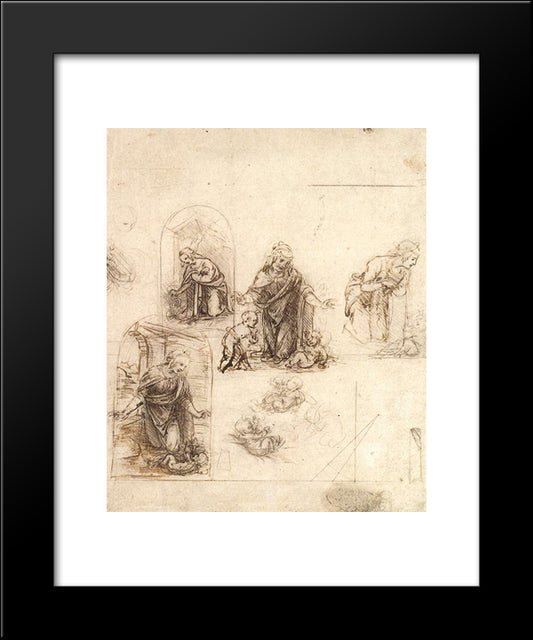 Studies For A Nativity 20x24 Black Modern Wood Framed Art Print Poster by da Vinci, Leonardo