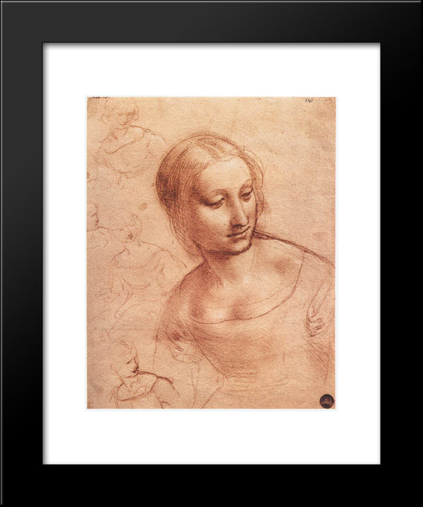 Study For Madonna With The Yarnwinder 20x24 Black Modern Wood Framed Art Print Poster by da Vinci, Leonardo