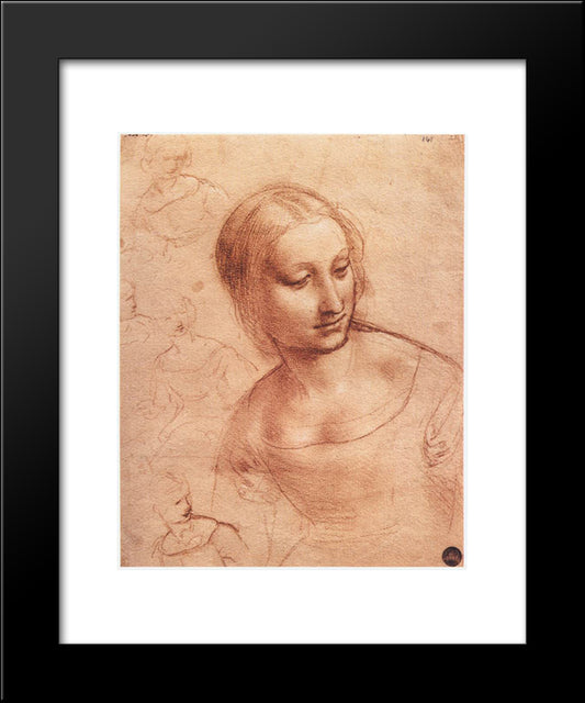 Study For Madonna With The Yarnwinder 20x24 Black Modern Wood Framed Art Print Poster by da Vinci, Leonardo