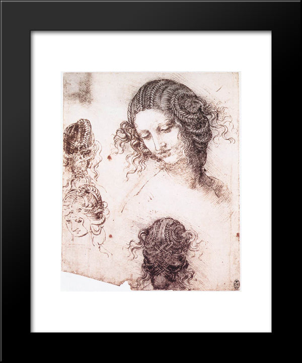 Head Of Leda 20x24 Black Modern Wood Framed Art Print Poster by da Vinci, Leonardo