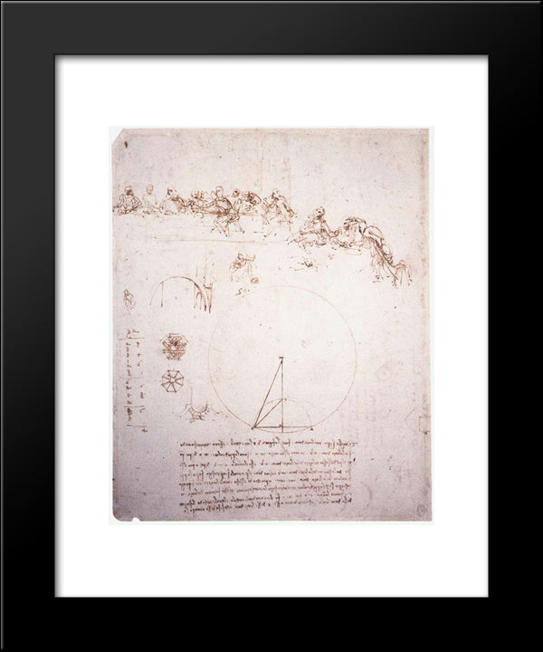 Study For The Last Supper 20x24 Black Modern Wood Framed Art Print Poster by da Vinci, Leonardo