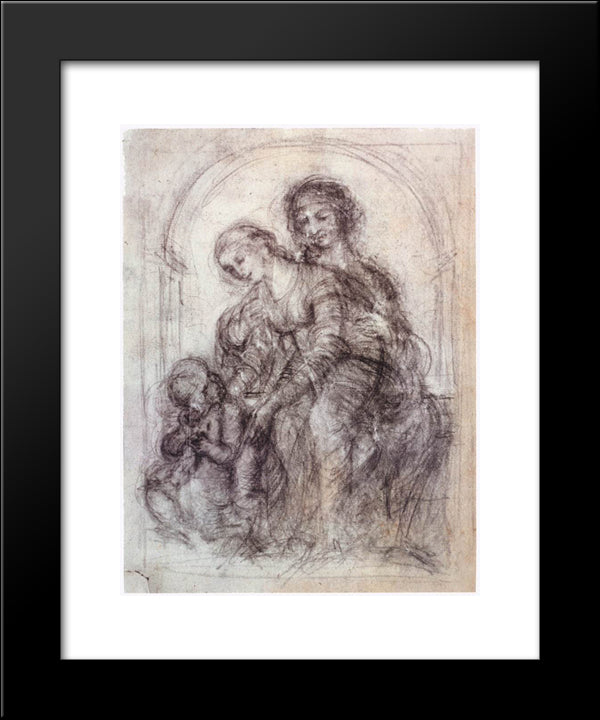 Design For St Anne 20x24 Black Modern Wood Framed Art Print Poster by da Vinci, Leonardo