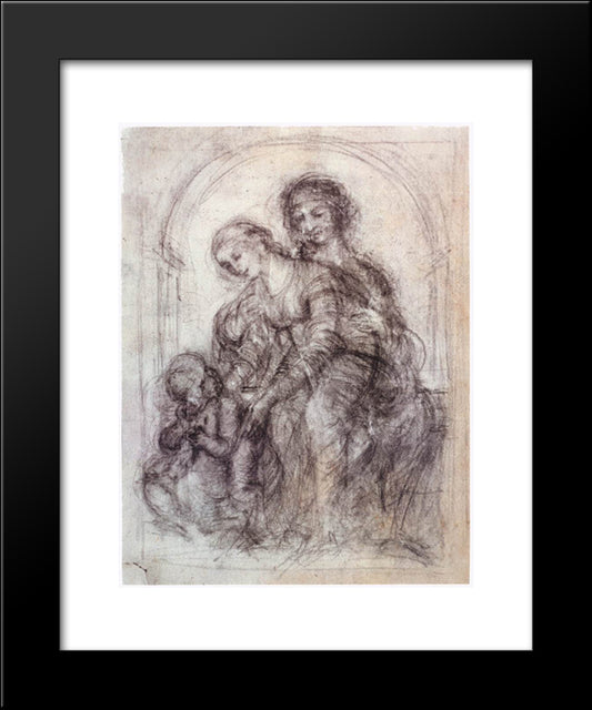 Design For St Anne 20x24 Black Modern Wood Framed Art Print Poster by da Vinci, Leonardo