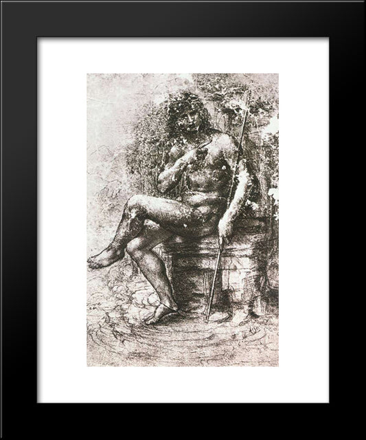 Design For St John In The Wilderness 20x24 Black Modern Wood Framed Art Print Poster by da Vinci, Leonardo