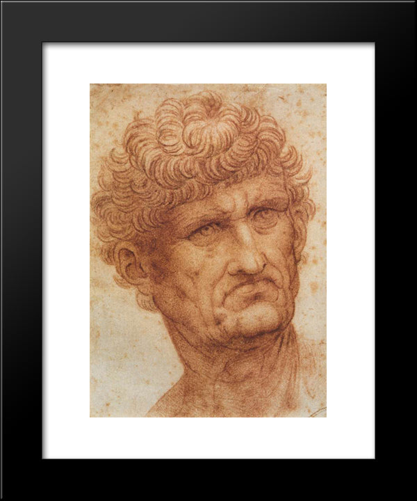 Head Of A Man 20x24 Black Modern Wood Framed Art Print Poster by da Vinci, Leonardo