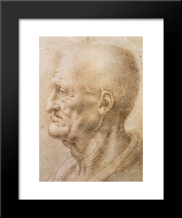 Profile Of An Old Man 20x24 Black Modern Wood Framed Art Print Poster by da Vinci, Leonardo