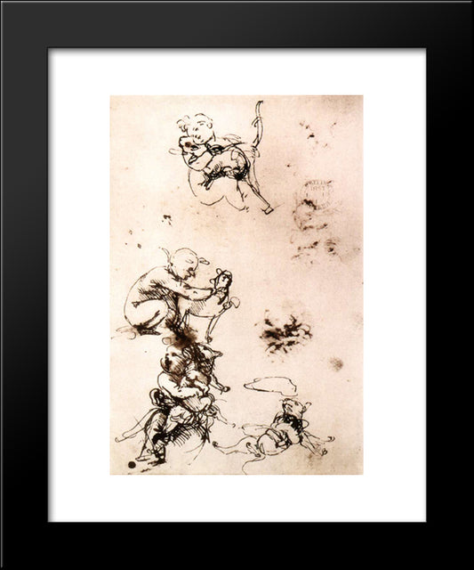 Study Of A Child With A Cat (Facsimile) 20x24 Black Modern Wood Framed Art Print Poster by da Vinci, Leonardo