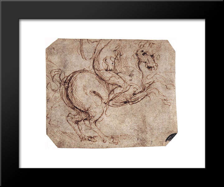 Study Of A Rider 20x24 Black Modern Wood Framed Art Print Poster by da Vinci, Leonardo