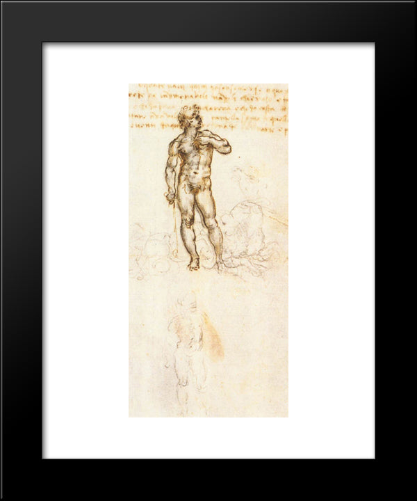 Study Of David By Michelangelo 20x24 Black Modern Wood Framed Art Print Poster by da Vinci, Leonardo