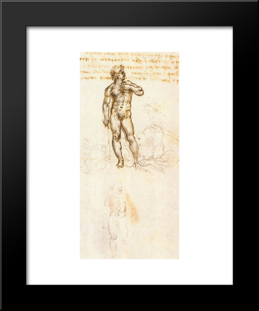 Study Of David By Michelangelo 20x24 Black Modern Wood Framed Art Print Poster by da Vinci, Leonardo