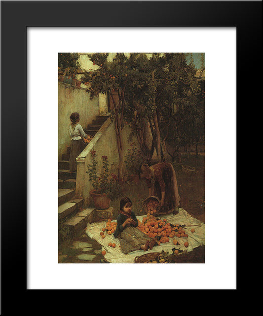 The Orange Gatherers 20x24 Black Modern Wood Framed Art Print Poster by Waterhouse, John William
