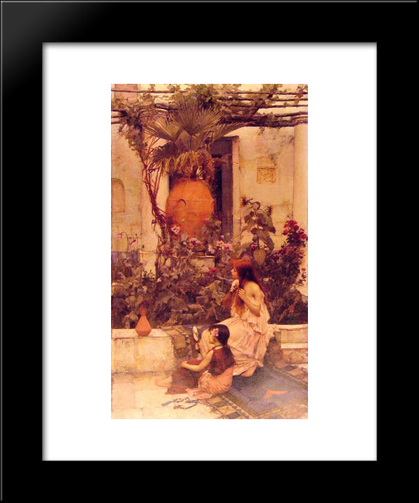 At Capri 20x24 Black Modern Wood Framed Art Print Poster by Waterhouse, John William