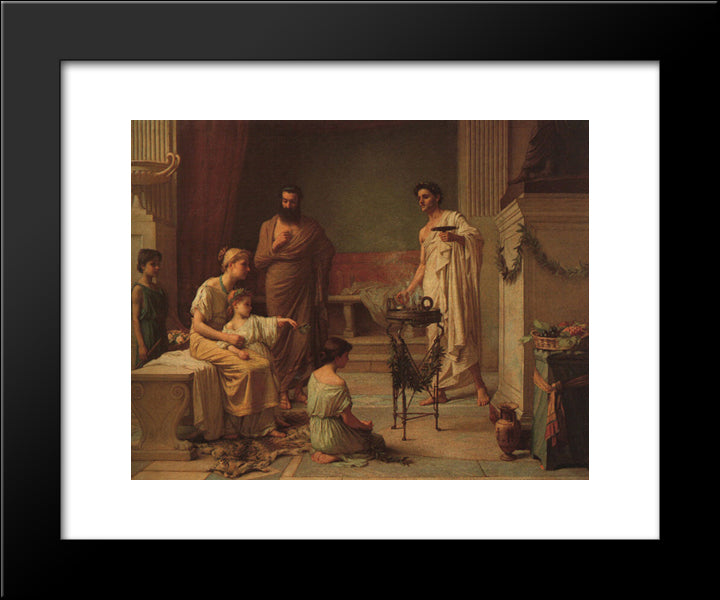 A Sick Child Brought Into The Temple Of Aesculapius 20x24 Black Modern Wood Framed Art Print Poster by Waterhouse, John William