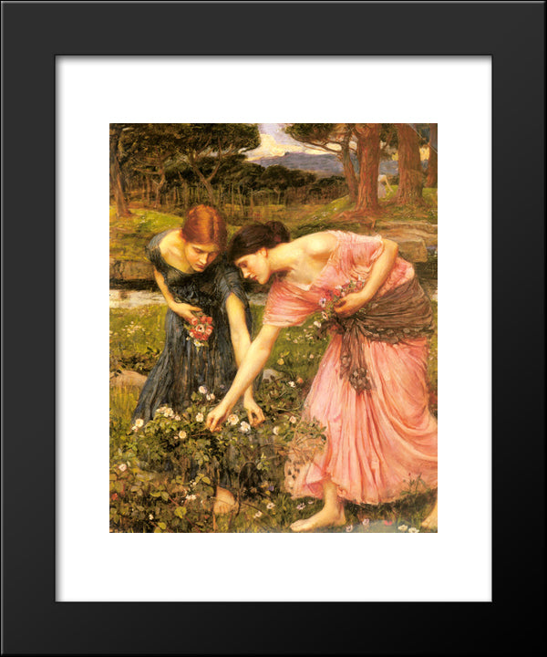 Gather Ye Rosebuds While Ye May 20x24 Black Modern Wood Framed Art Print Poster by Waterhouse, John William